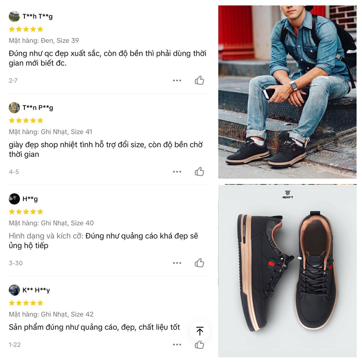 Khách hàng review giày 1626